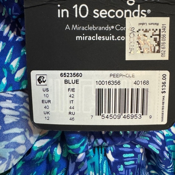 Miraclesuit Peephole Tankini Swim Top, Blue Curacao, Women's Size 10 NWT - Picture 5 of 5